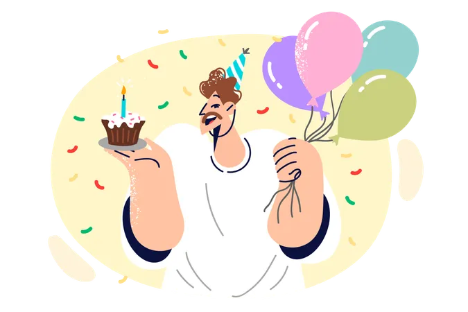 Le garçon fête son anniversaire  Illustration