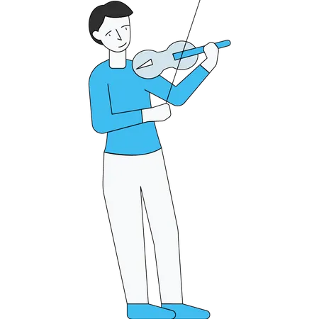 Le garçon joue du violon  Illustration