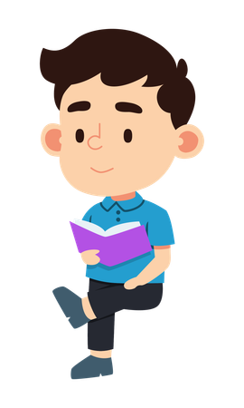 Le garçon lit un livre  Illustration