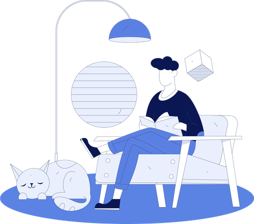 Le garçon lit un livre  Illustration