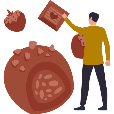 Le garçon mange trop de chocolats  Illustration