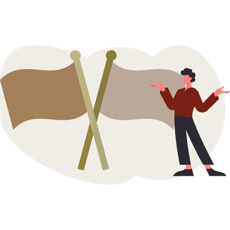 Le garçon montre des drapeaux  Illustration