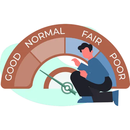 Le garçon montre un bon score de crédit  Illustration