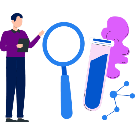 Le garçon montre la loupe  Illustration