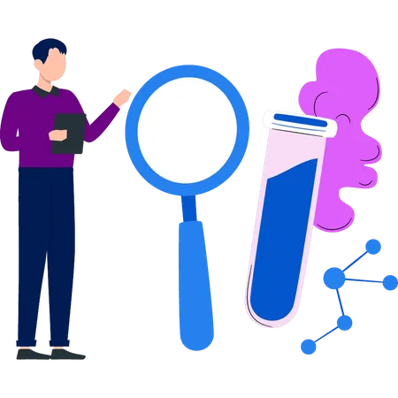 Le garçon montre la loupe  Illustration