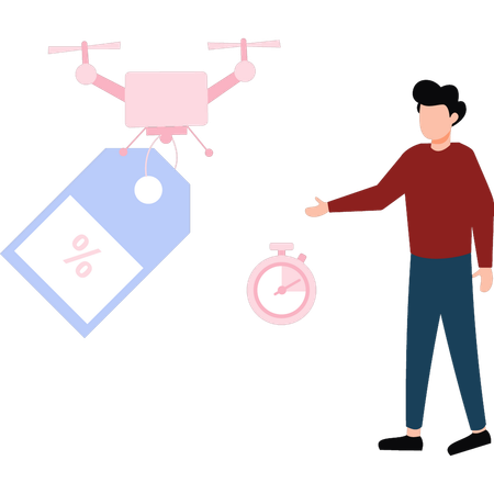 Le garçon montre le drone  Illustration