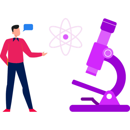 Le garçon montre le microscope  Illustration