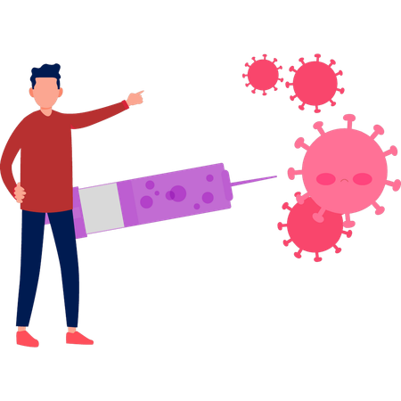 Le garçon montre le vaccin  Illustration