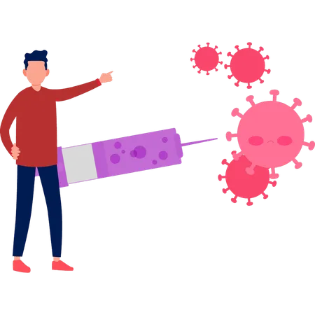 Le garçon montre le vaccin  Illustration