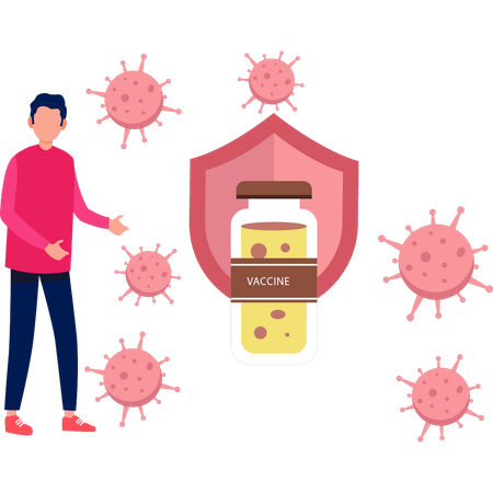 Le garçon montre le vaccin  Illustration