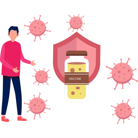 Le garçon montre le vaccin  Illustration