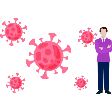 Le garçon montre un virus  Illustration