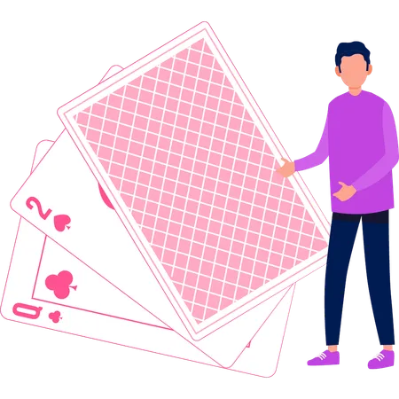 Le garçon montre les cartes de poker  Illustration