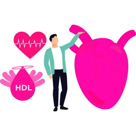 Le garçon montre des soins de cardiologie  Illustration