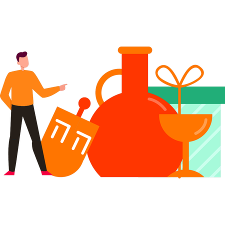 Le garçon montre un cadeau pour Rosh Hashanah  Illustration