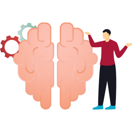 Le garçon montre une neurologie cérébrale  Illustration