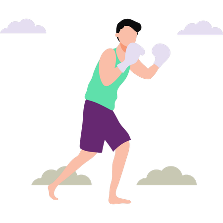 Le garçon porte des gants de boxe  Illustration