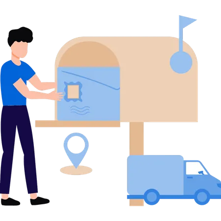 Le garçon publie du courrier  Illustration