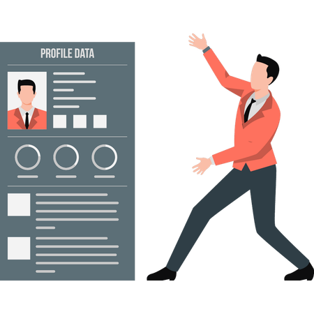 Le garçon présente les données de son profil  Illustration
