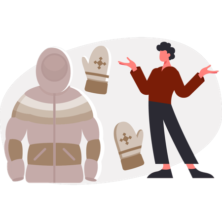 Le garçon présente une veste en laine  Illustration