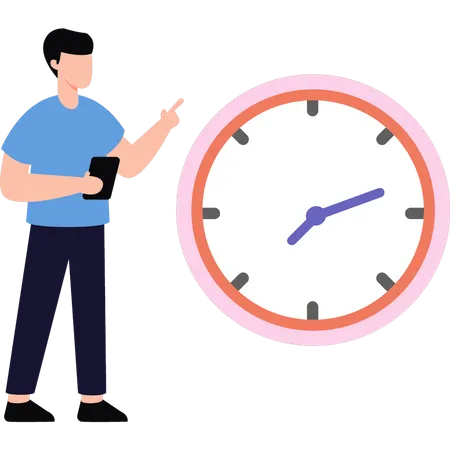 Le garçon regarde l'horloge  Illustration