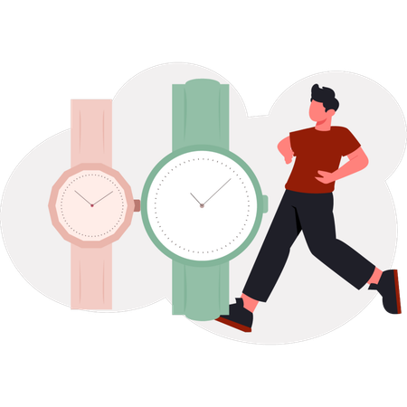 Le garçon regarde sa montre  Illustration