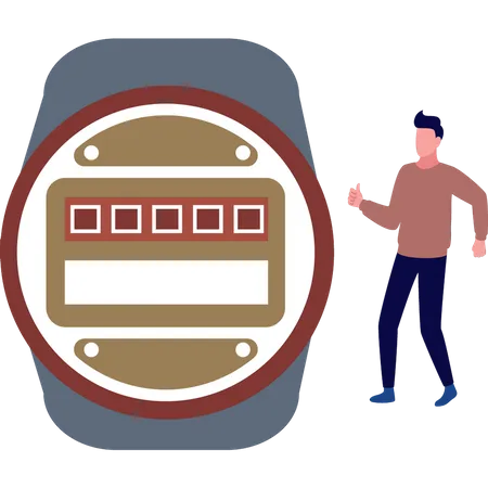 Le garçon regarde le compteur  Illustration