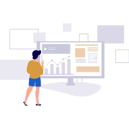 Le garçon regarde le moniteur  Illustration