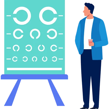 Le garçon regarde le tableau graphique de Snellen  Illustration