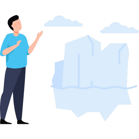 Le garçon regarde les montagnes  Illustration