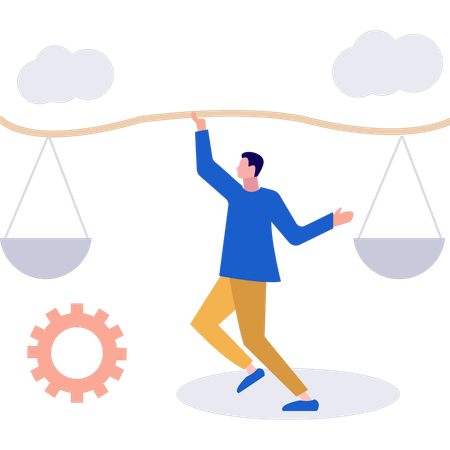 Le garçon tient une balance  Illustration