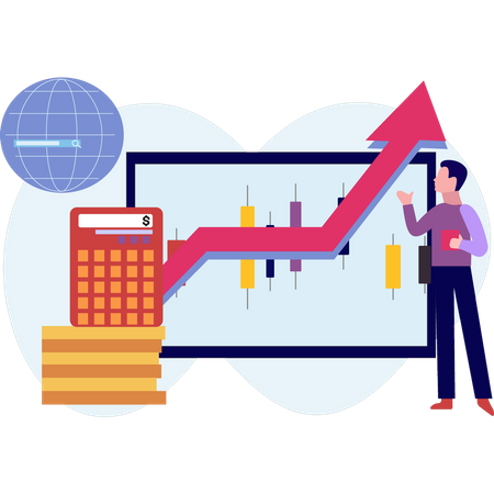 Le garçon travaille sur l'analyse graphique  Illustration