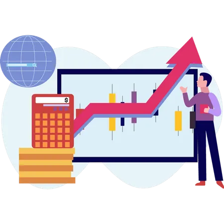 Le garçon travaille sur l'analyse graphique  Illustration