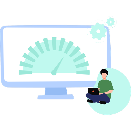 Le garçon travaille sur la performance de vitesse  Illustration