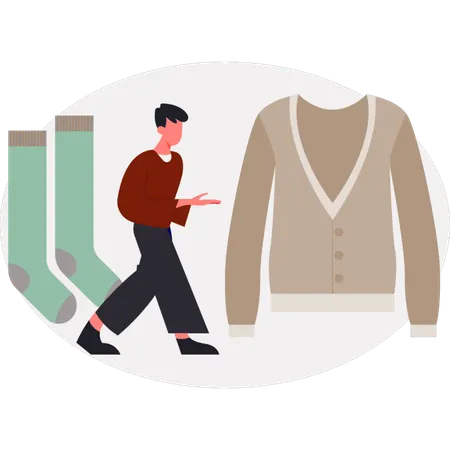 Le garçon tricote un pull  Illustration