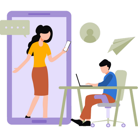 Le gars fait du business numérique  Illustration