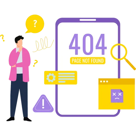 Guy pense à l'erreur 404  Illustration