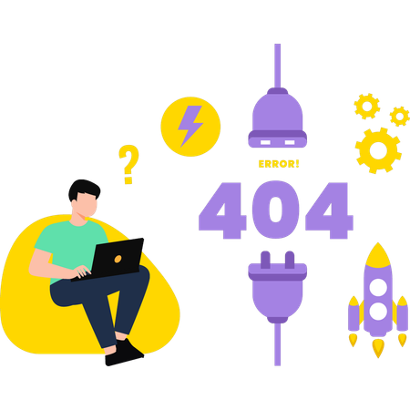 Guy travaille sur l'erreur 404  Illustration