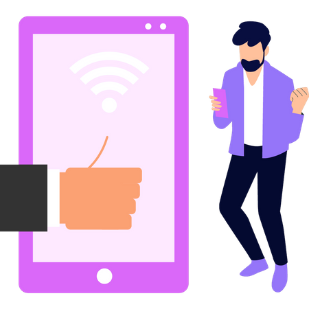 Le jeune garçon a le Wi-Fi  Illustration