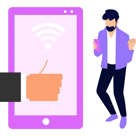 Le jeune garçon a le Wi-Fi  Illustration