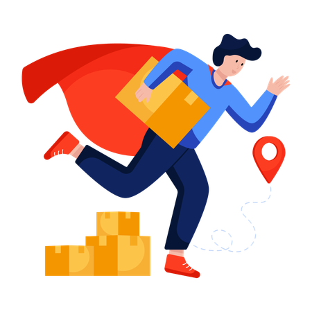 Le livreur recherche un lieu de livraison  Illustration