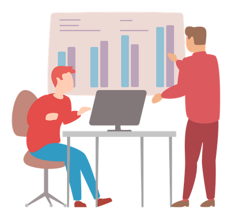 Le gestionnaire fait une présentation d'un rapport statistique  Illustration