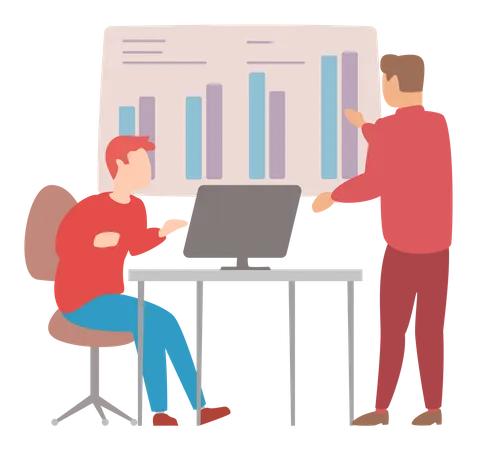 Le gestionnaire fait une présentation d'un rapport statistique  Illustration