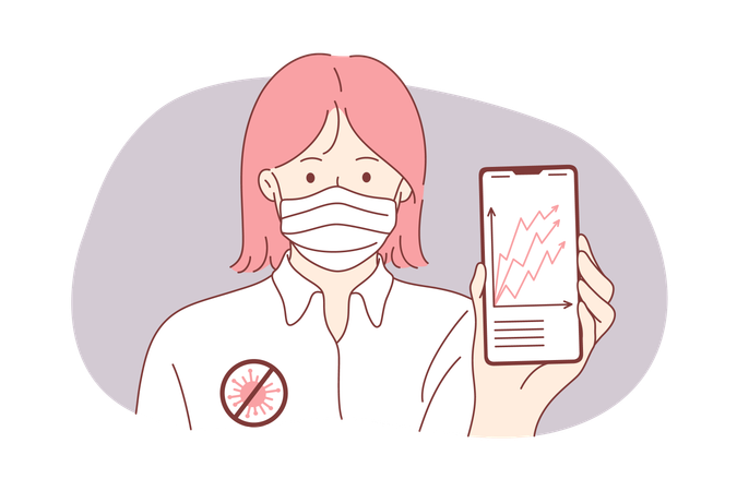 Le médecin consulte le graphique du danger de la maladie  Illustration