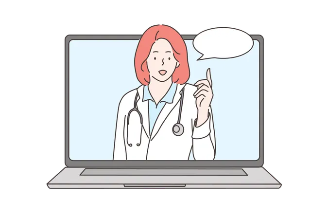 Le médecin donne des conseils en ligne  Illustration