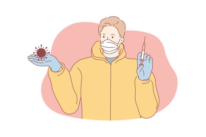 Le médecin donne le vaccin corona  Illustration