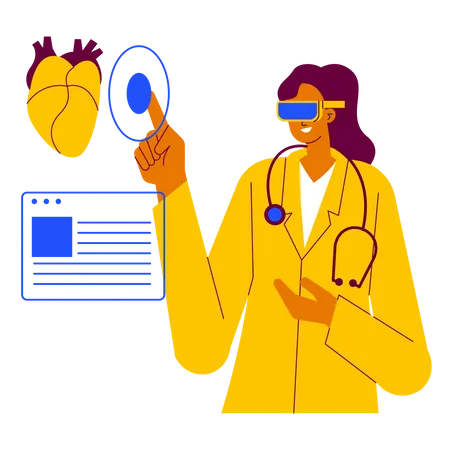 Le médecin étudie la médecine en utilisant la réalité virtuelle  Illustration