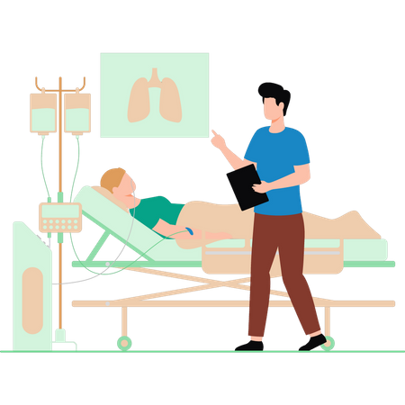 Le médecin examine le patient  Illustration