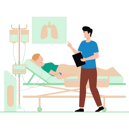 Le médecin examine le patient  Illustration