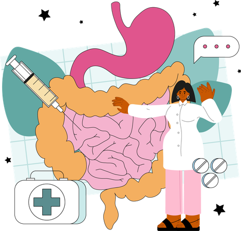 Le médecin examine les problèmes gastrologiques  Illustration
